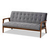 Baxton Studio Asta Grey Velvet Upholstered Walnut Finished Wood 3-PC Living Room Set 160-9941-9943